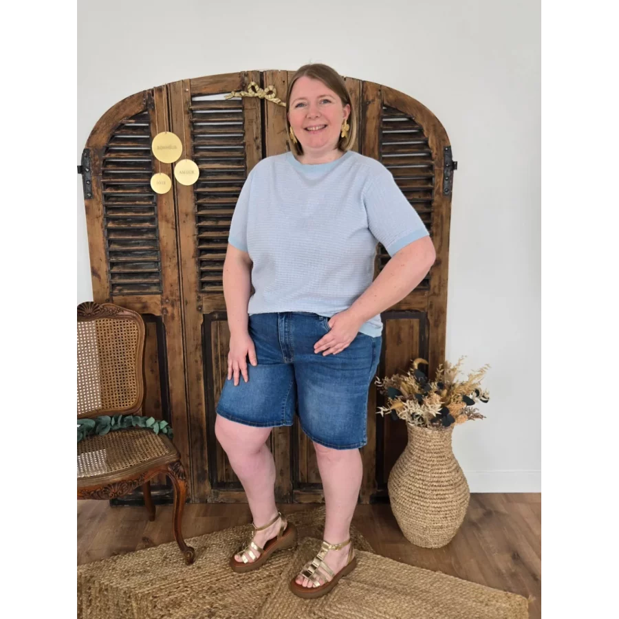 Short jean long bleu stone