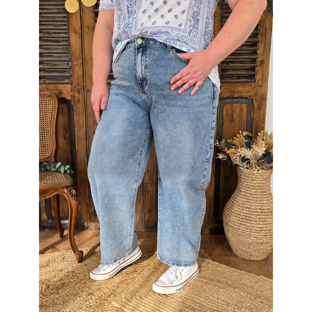 Jean balloon/barrel Thibaud bleu delavé