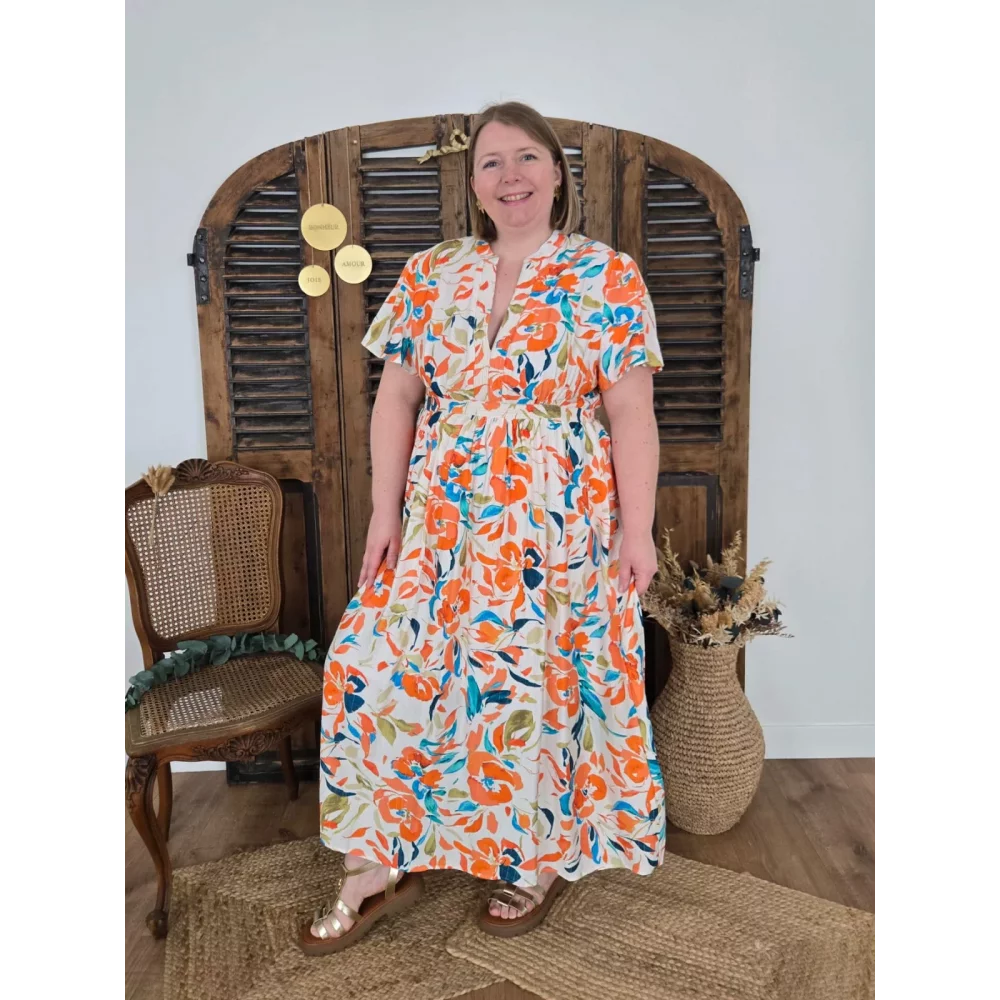 Robe Sabine fleurs orange