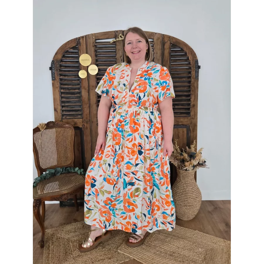 Robe Sabine fleurs orange