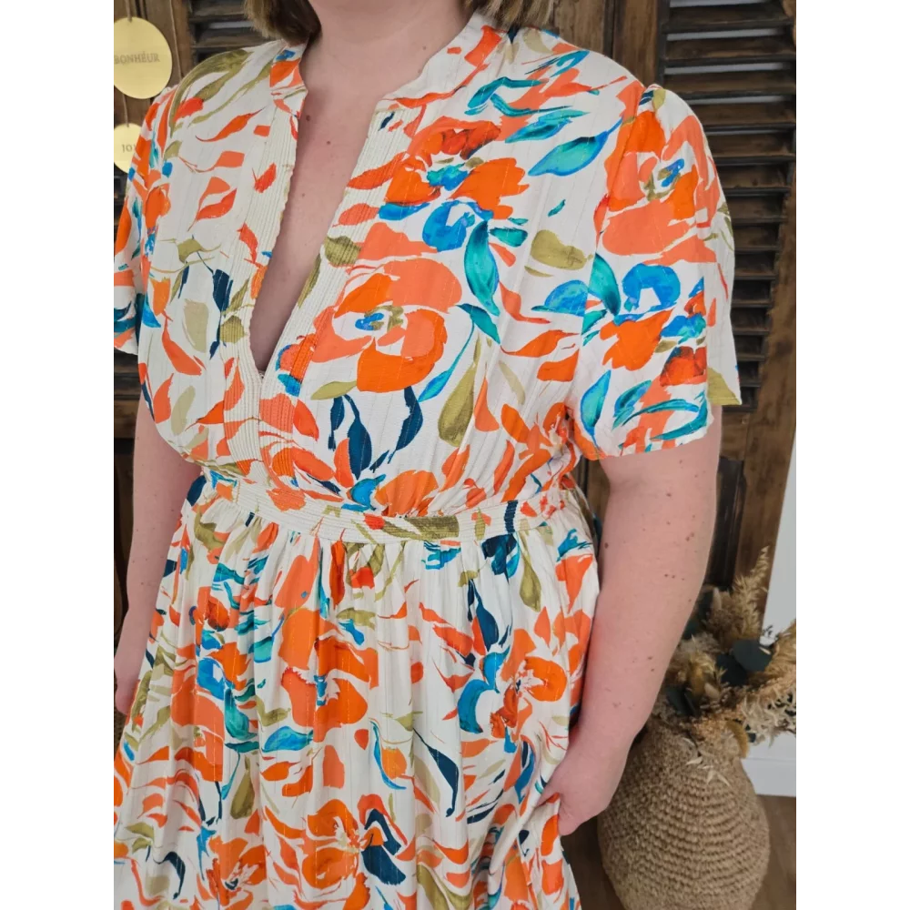 Robe Sabine fleurs orange
