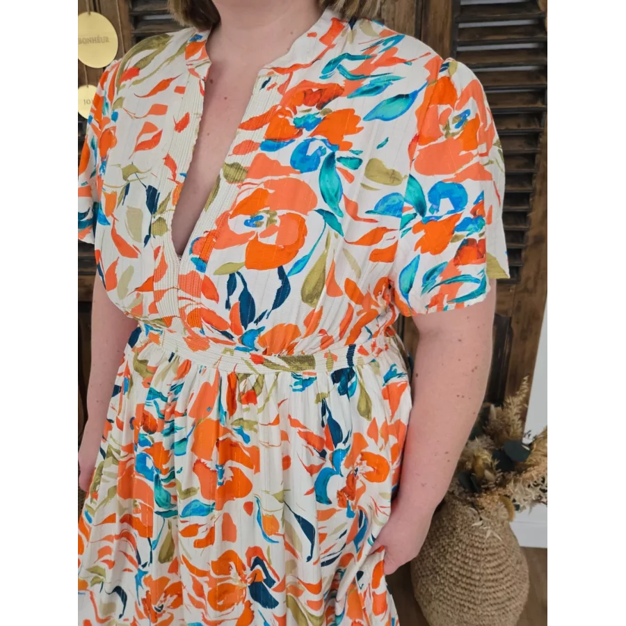 Robe Sabine fleurs orange