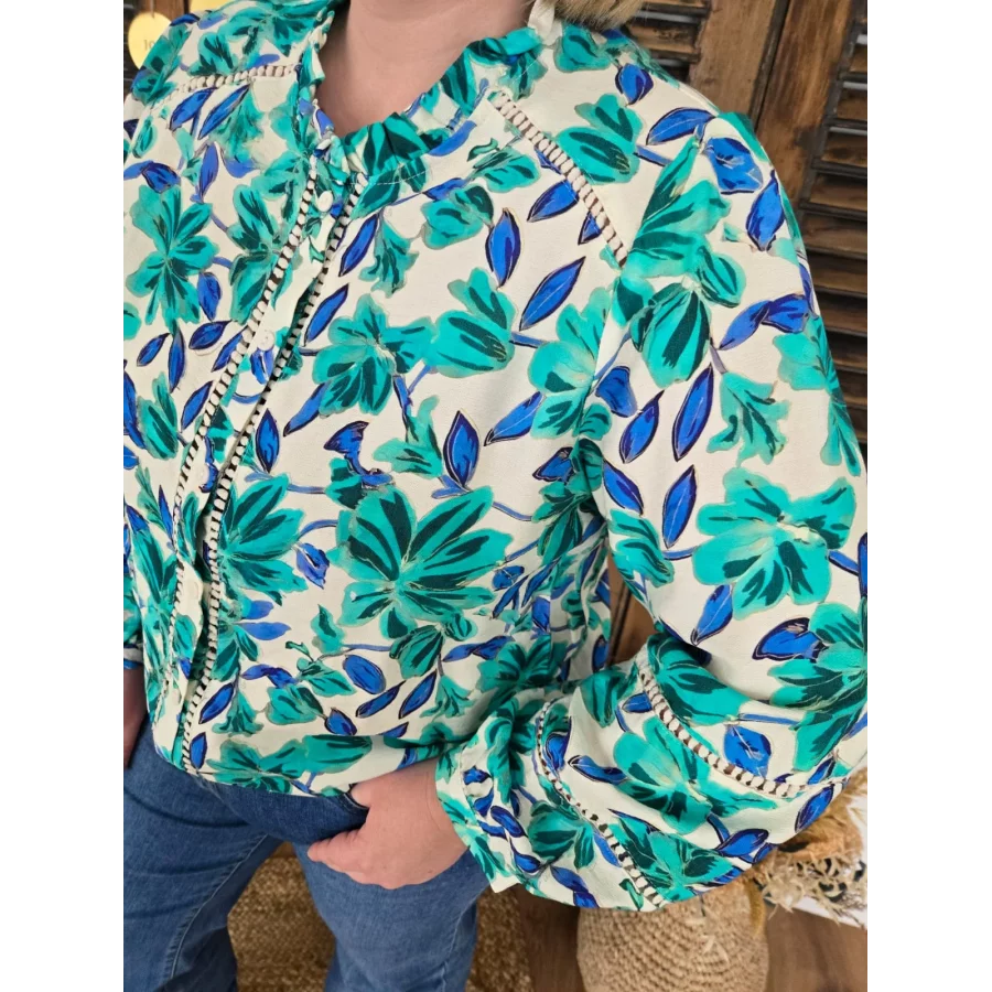 Blouse Sofia fleurs vertes