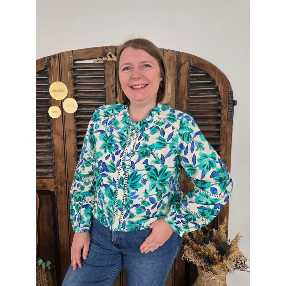 Blouse Sofia fleurs vertes