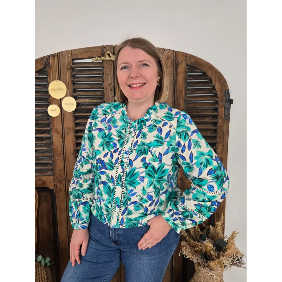 Blouse Sofia fleurs vertes