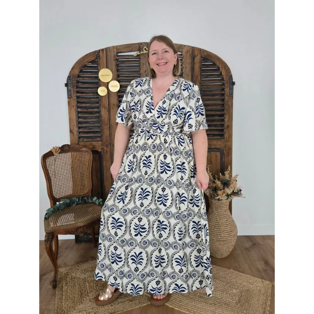 Robe longue Tiphanie bleu