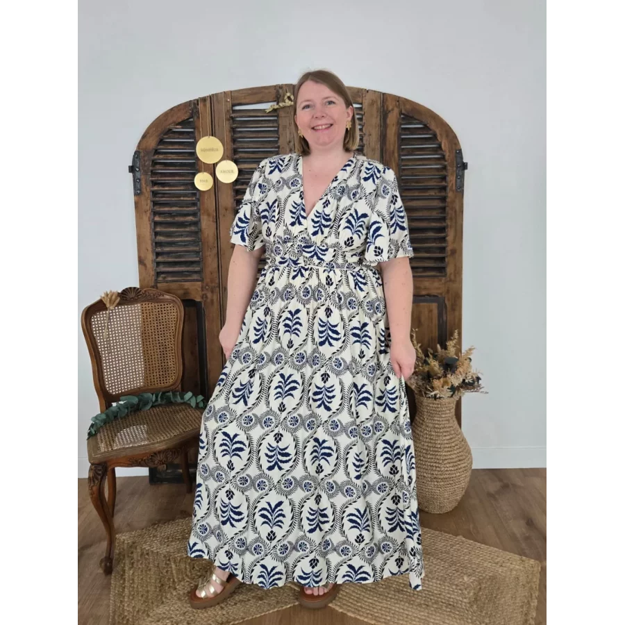 Robe longue Tiphanie bleu