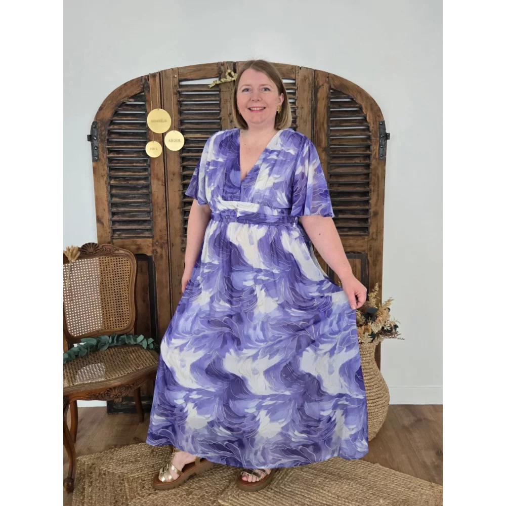 Robe longue Prisca voile bleu