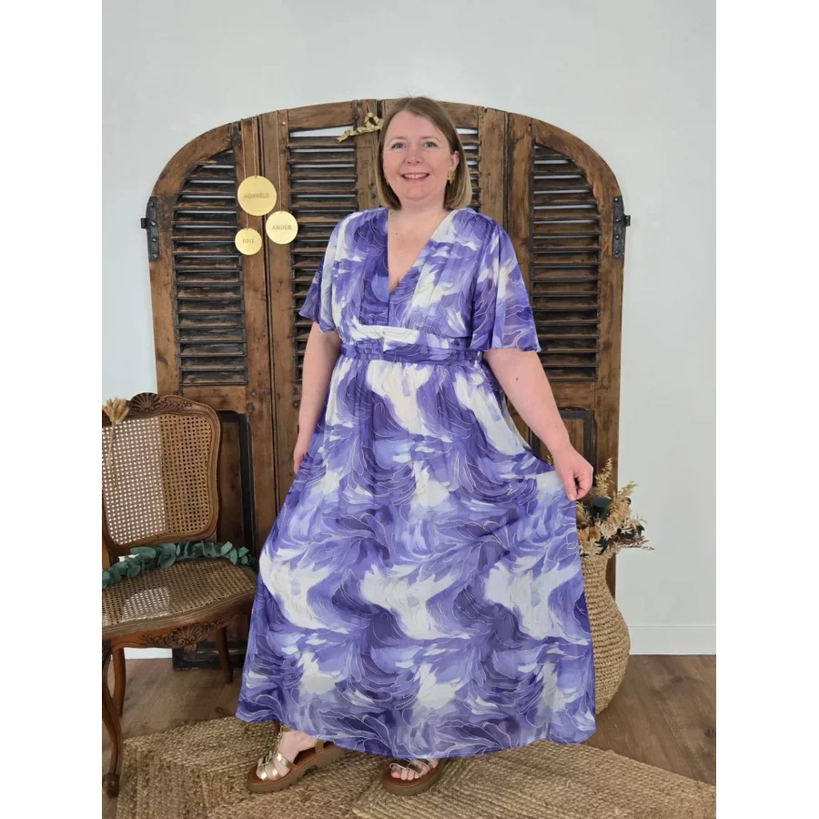 Robe longue Prisca voile bleu