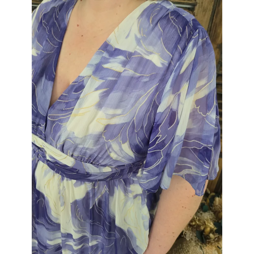 Robe longue Prisca voile bleu