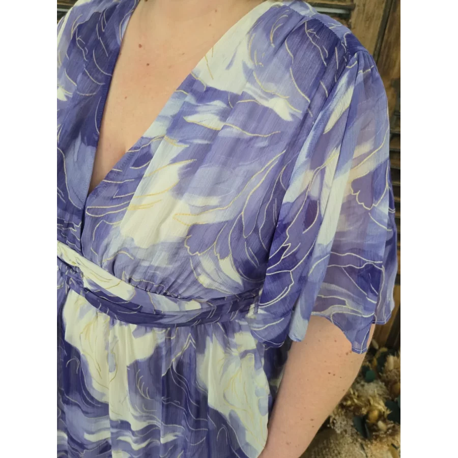 Robe longue Prisca voile bleu