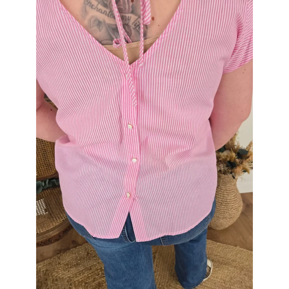Blouse Simone rose rayures