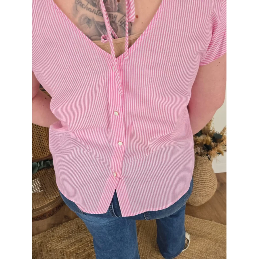 Blouse Simone rose rayures