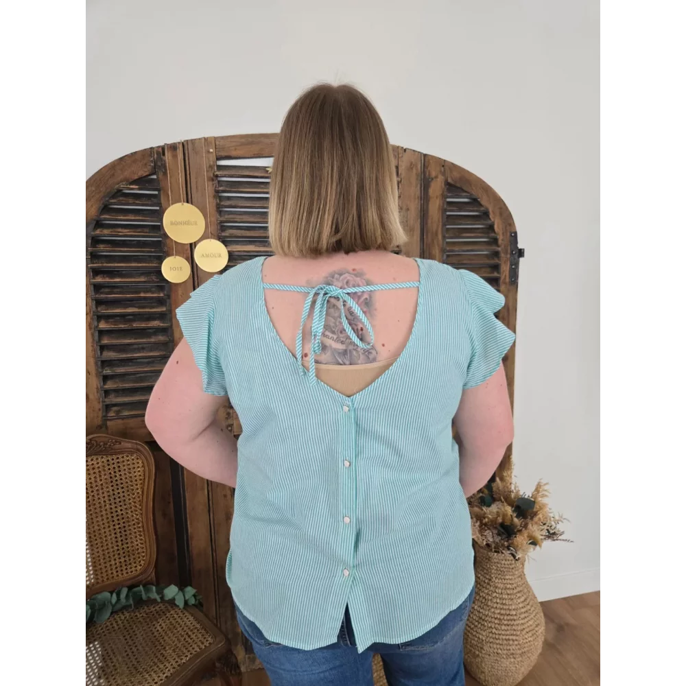 Blouse Simone vert rayures