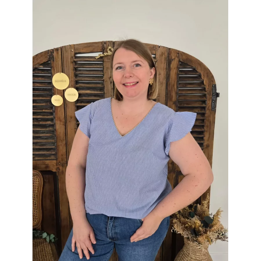 Blouse Simone bleu rayures