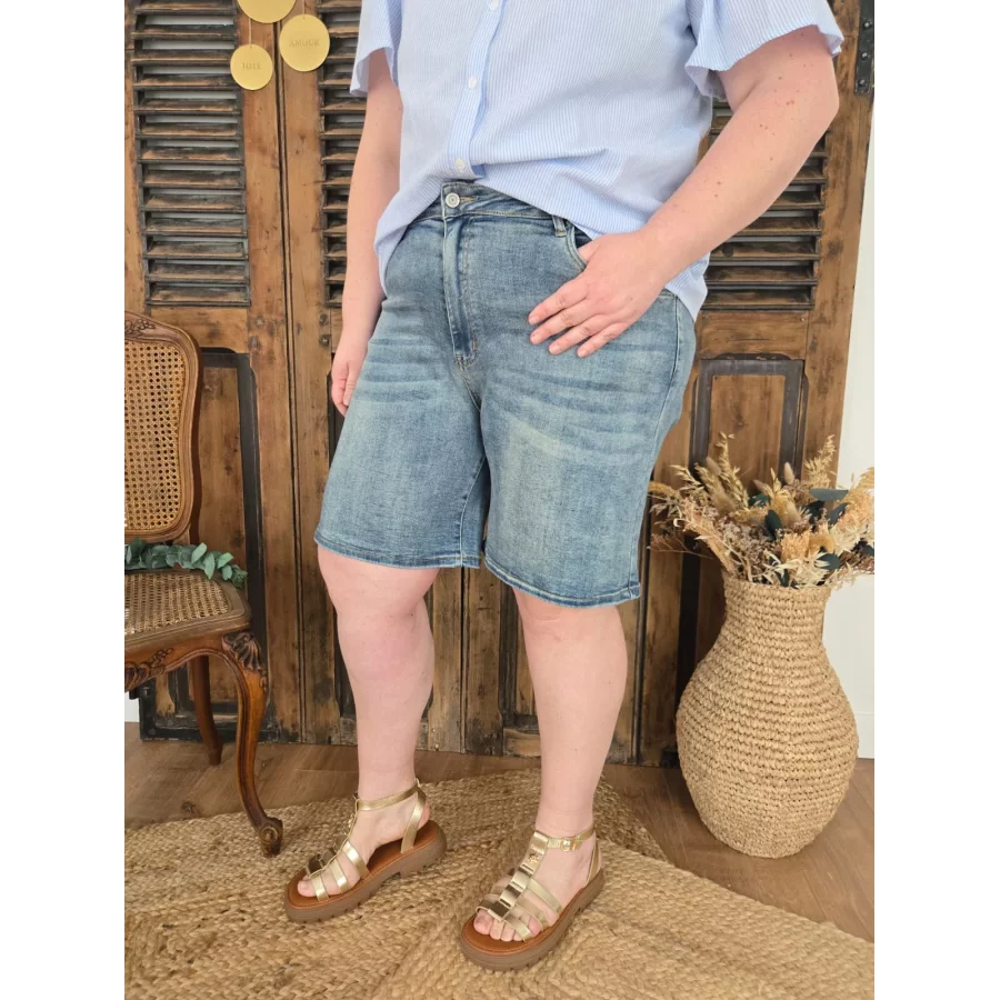 Short jean long bleu jean vintage