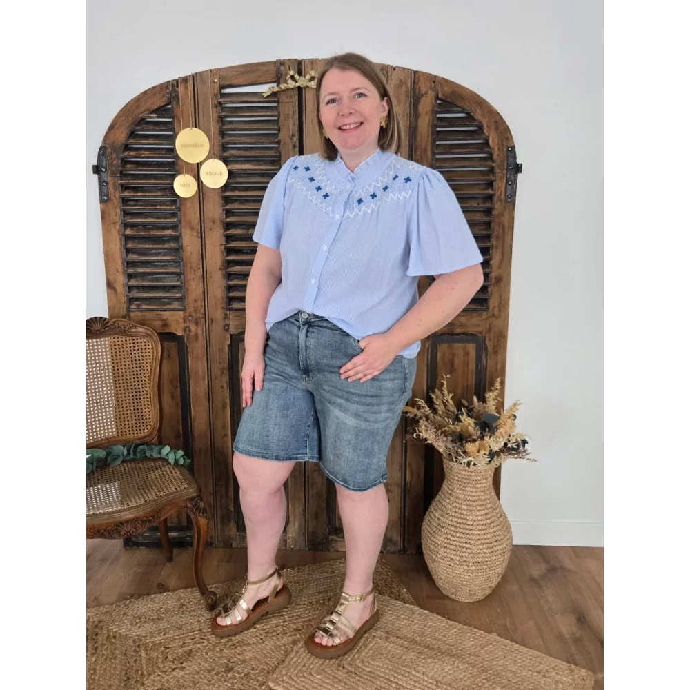 Short jean long bleu jean vintage