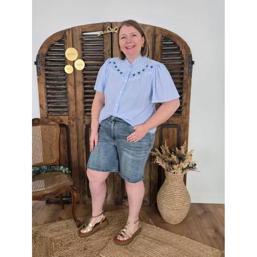 Short jean long bleu jean vintage