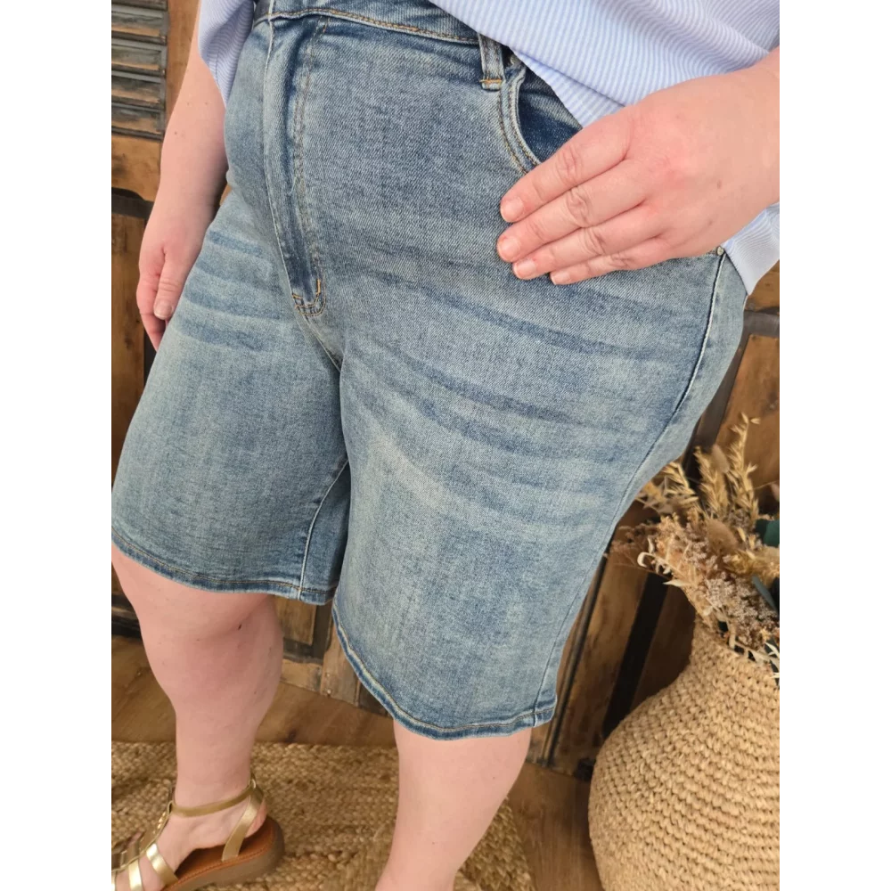 Short jean long bleu jean vintage