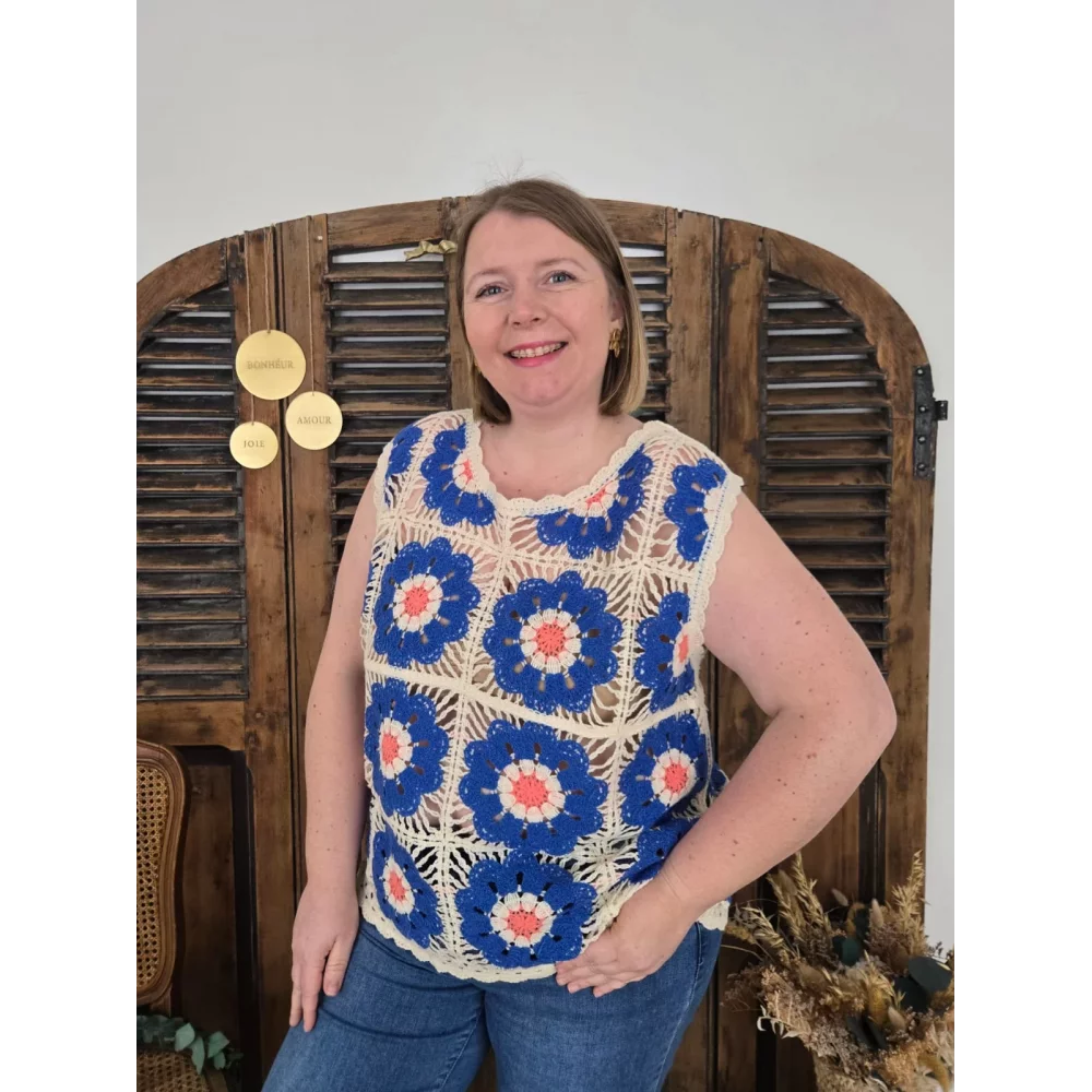 Blouse Tiphaine crochet bleu