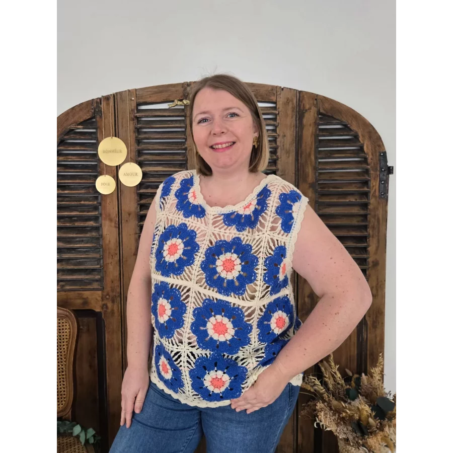 Blouse Tiphaine crochet bleu