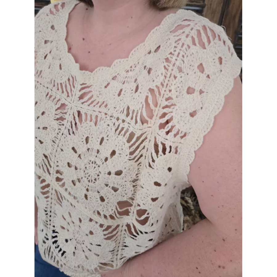 Blouse Tiphaine crochet beige
