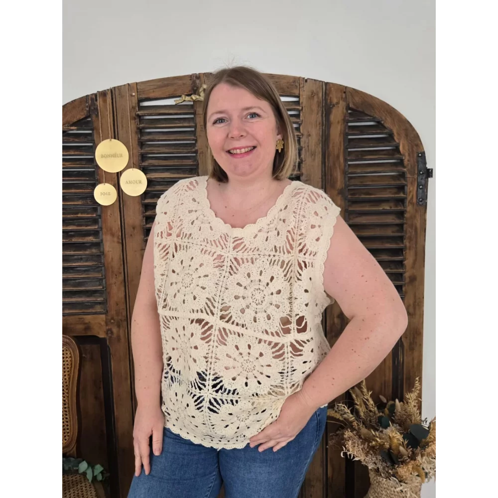 Blouse Tiphaine crochet beige