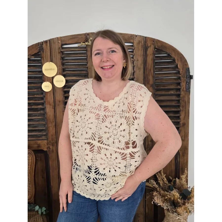 Blouse Tiphaine crochet beige