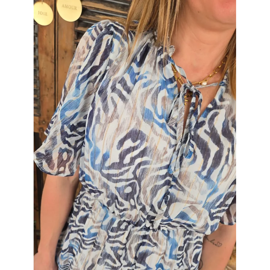 Robe Ines voile motif bleu