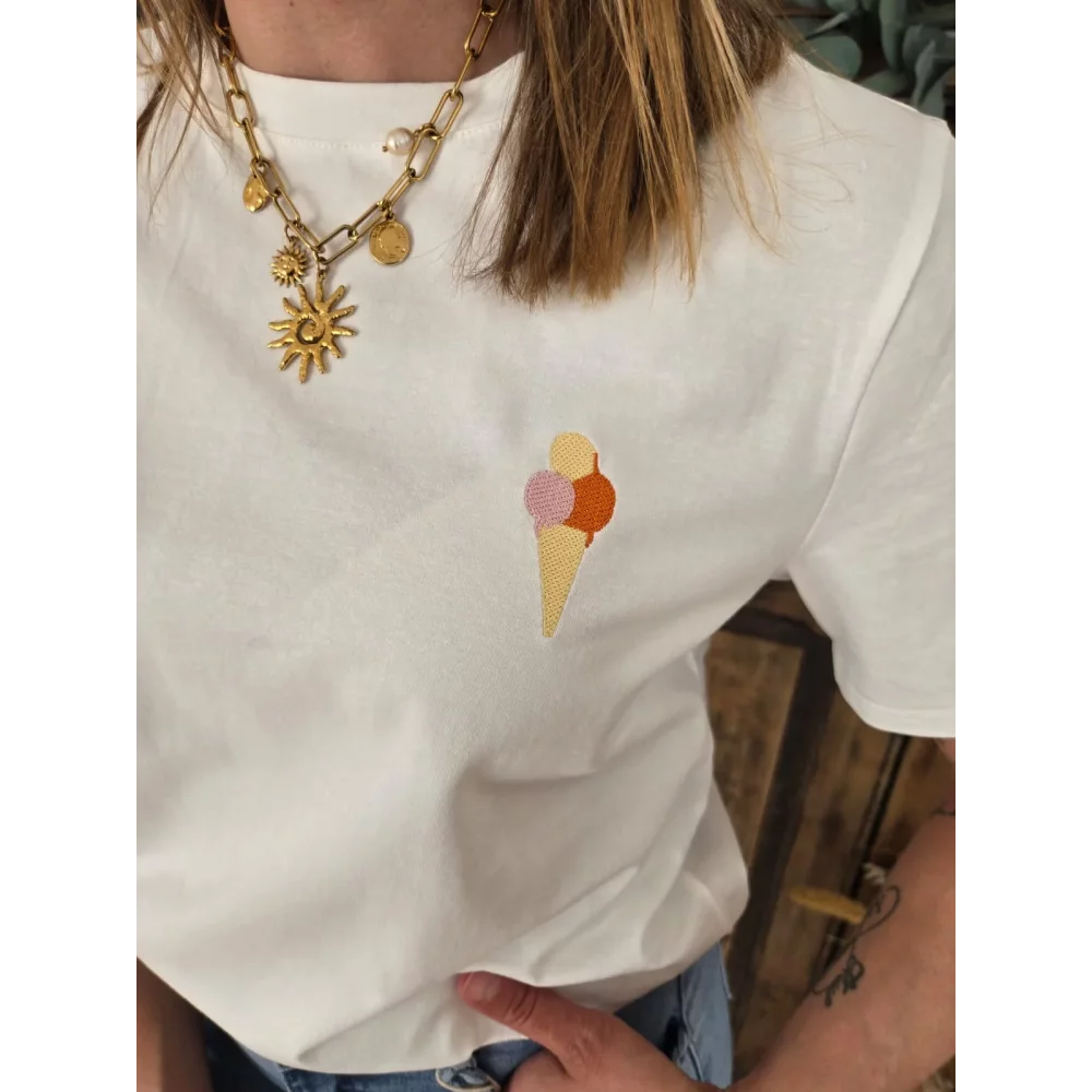 T-shirt blanc cornet glace