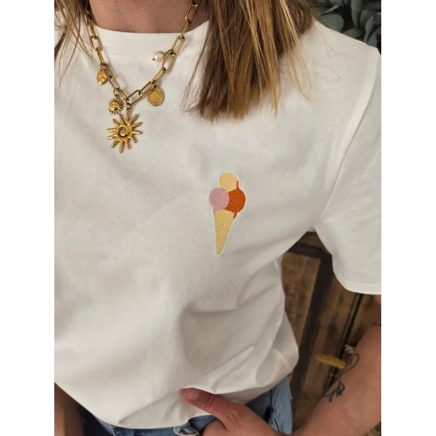 T-shirt blanc cornet glace