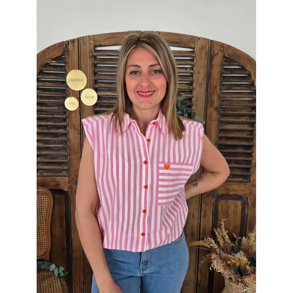 Chemise Rachel rayure rose