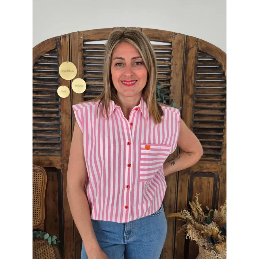 Chemise Rachel rayure rose