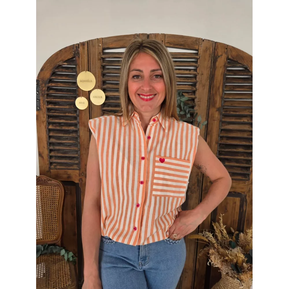 Chemise Rachel rayure orange