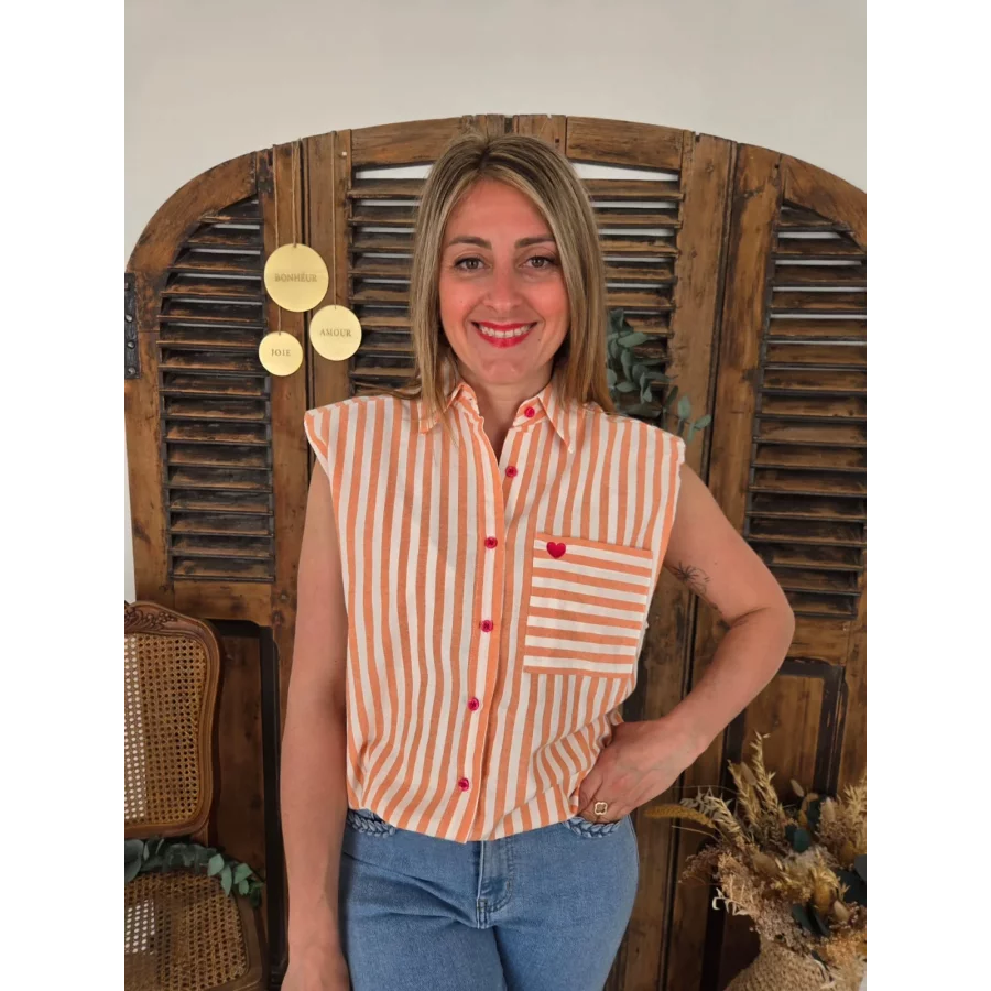 Chemise Rachel rayure orange