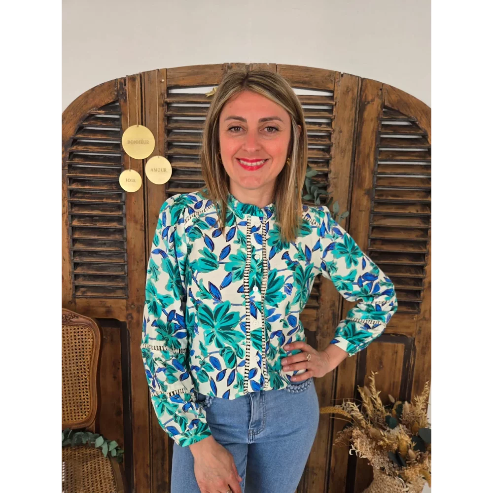 Blouse Sofia fleurs vertes