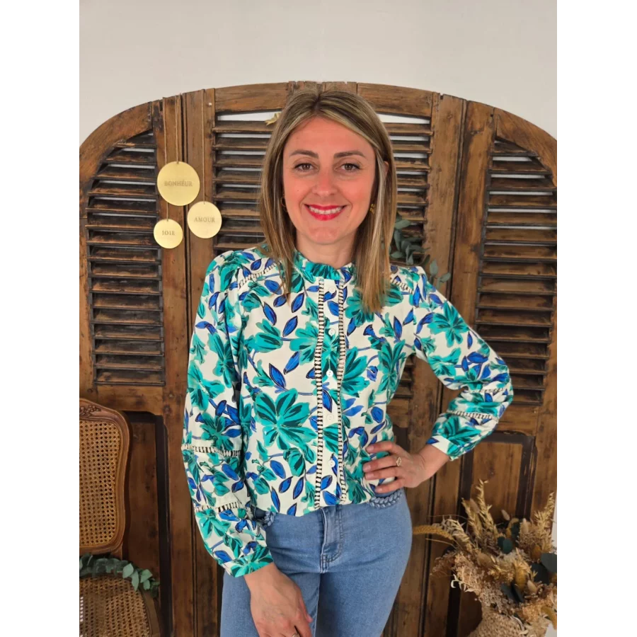 Blouse Sofia fleurs vertes