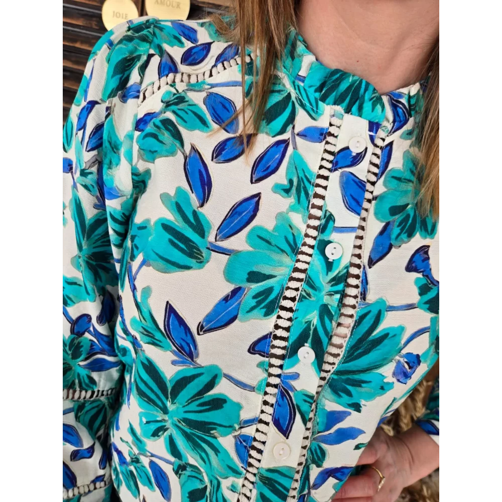 Blouse Sofia fleurs vertes