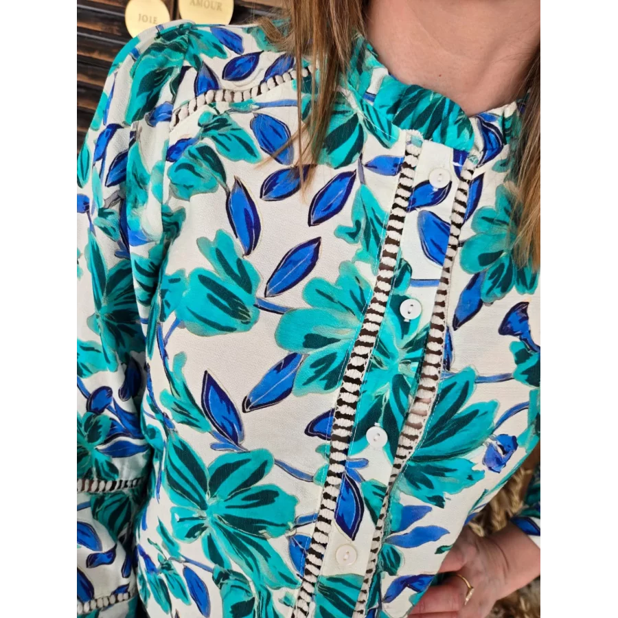 Blouse Sofia fleurs vertes