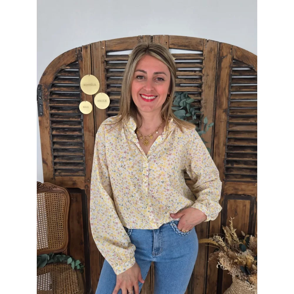 Chemise Noemie fleurs jaune
