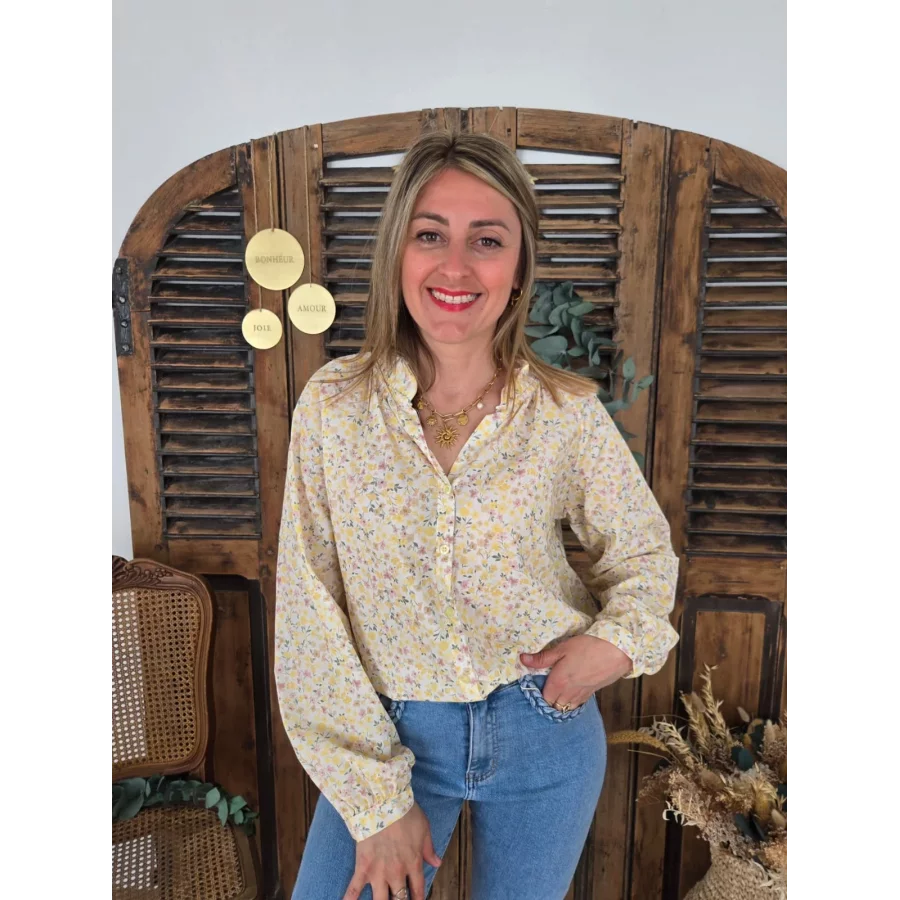 Chemise Noemie fleurs jaune