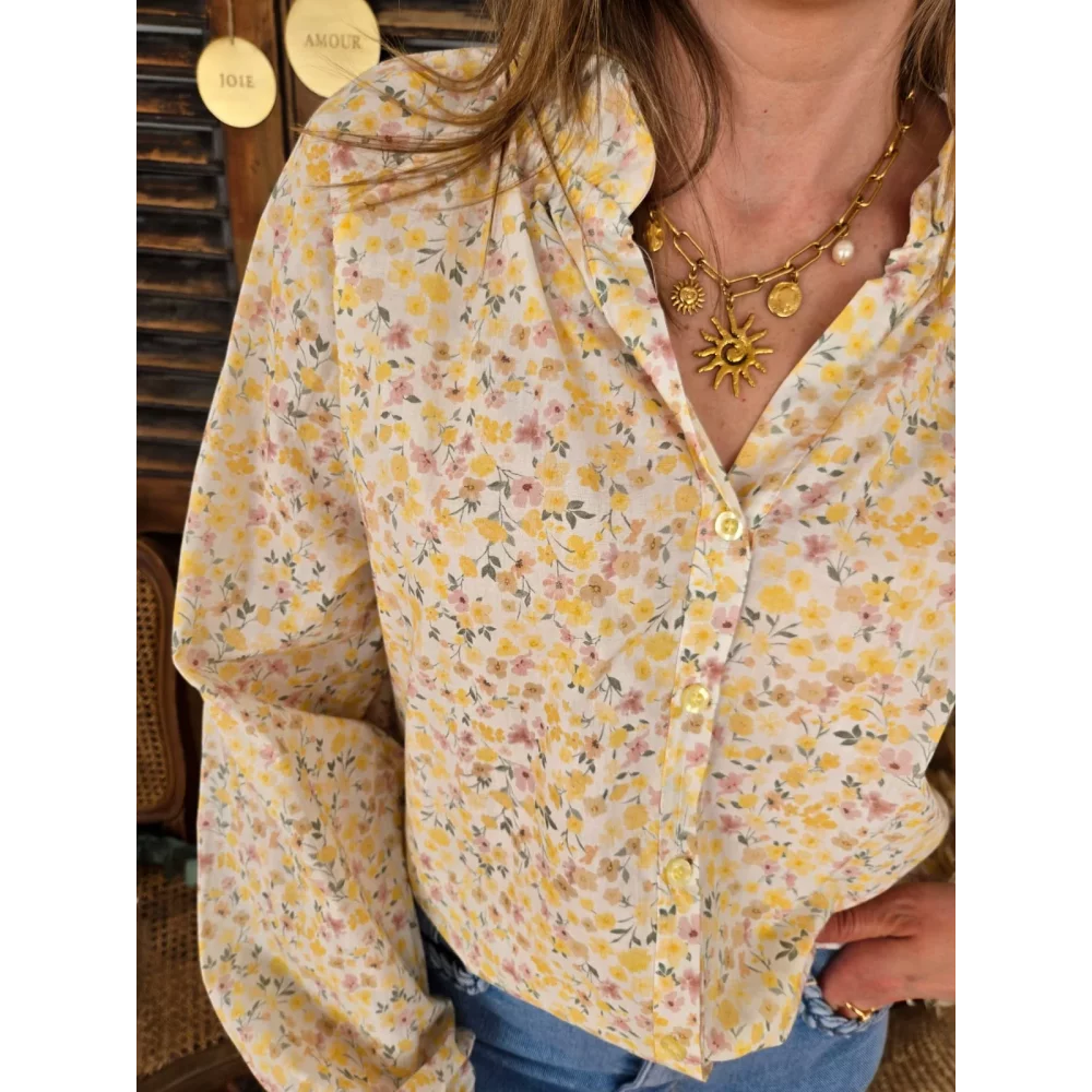 Chemise Noemie fleurs jaune