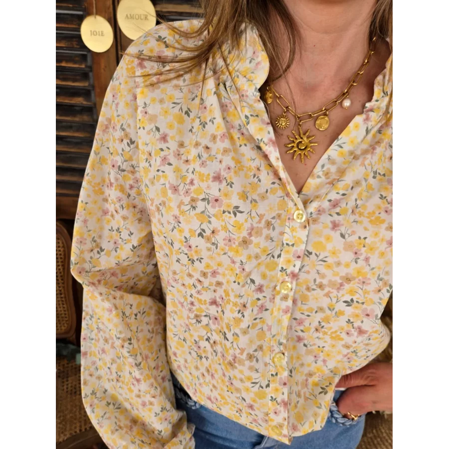 Chemise Noemie fleurs jaune