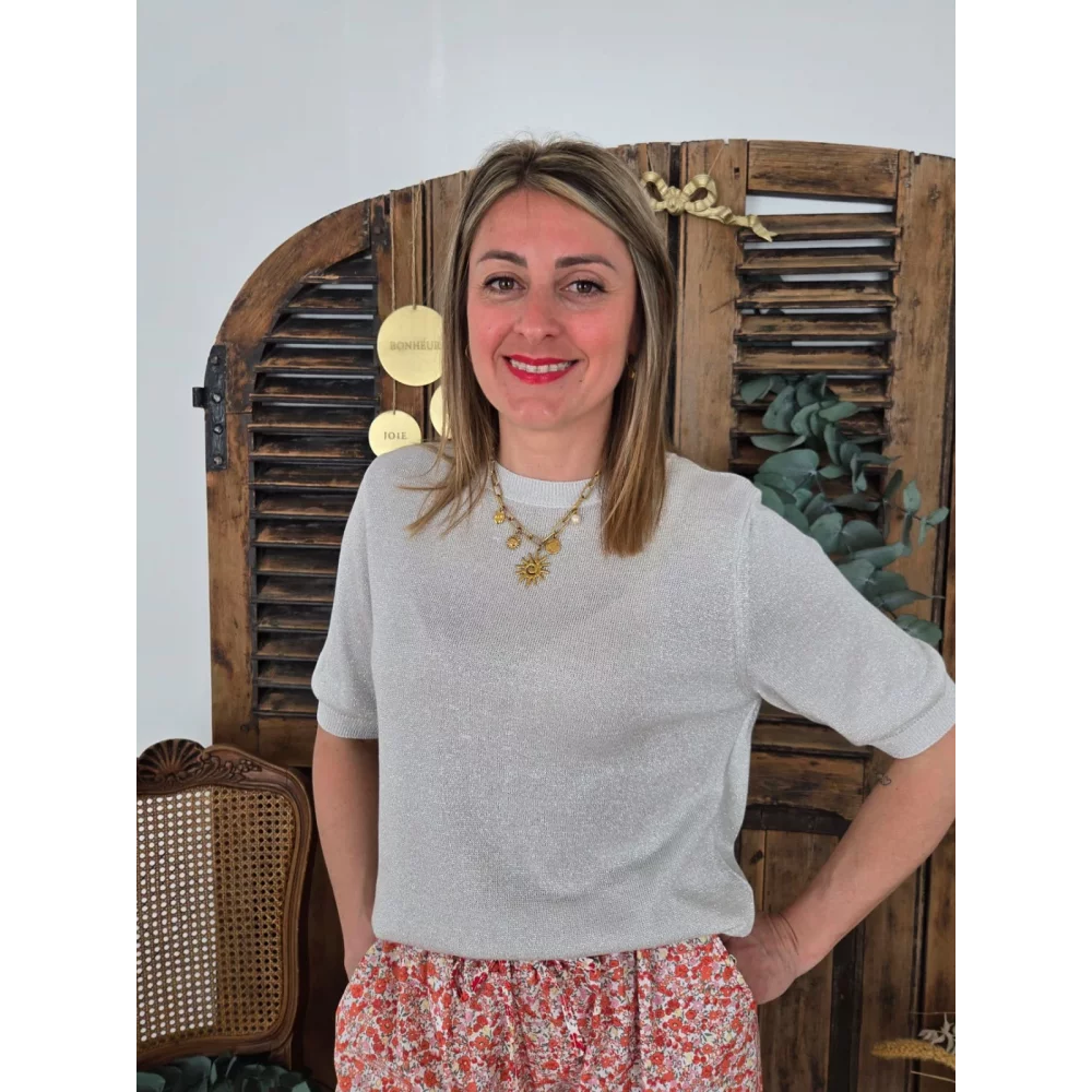 Pull fin Gregory lurex beige