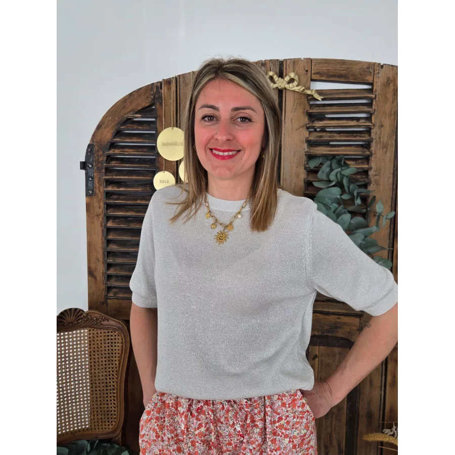 Pull fin Gregory lurex beige