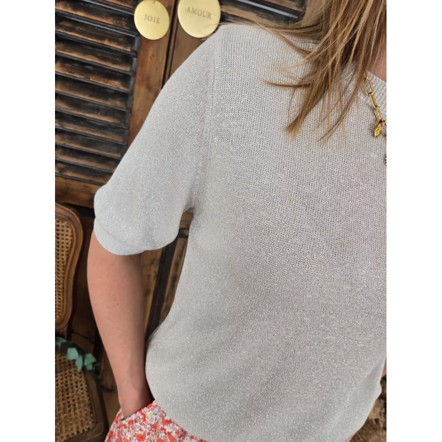 Pull fin Gregory lurex beige