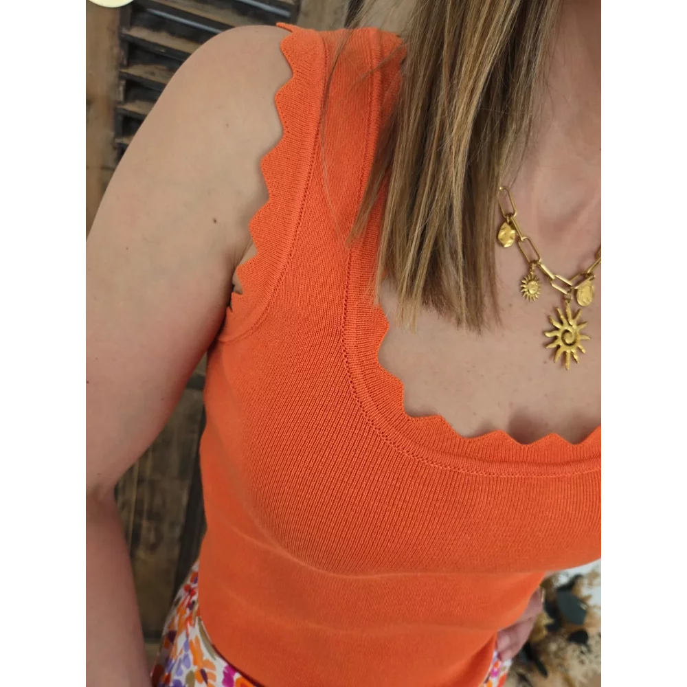 Top Gautier maille orange