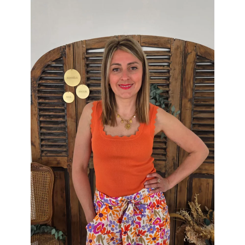Top Gautier maille orange