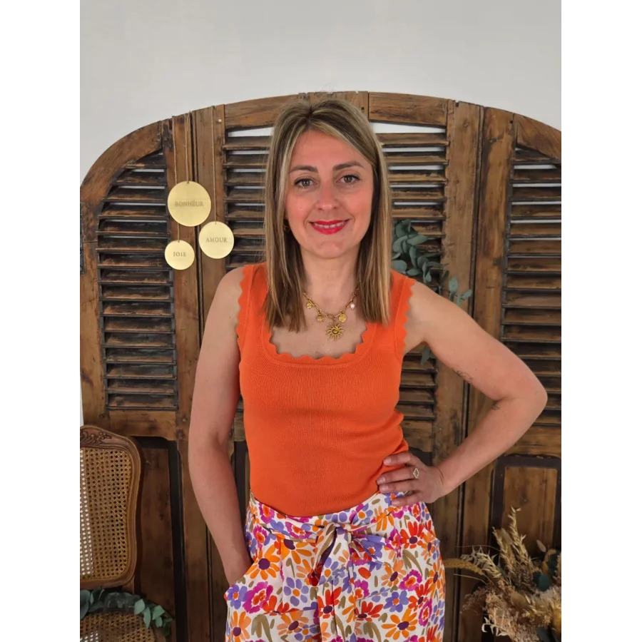 Top Gautier maille orange