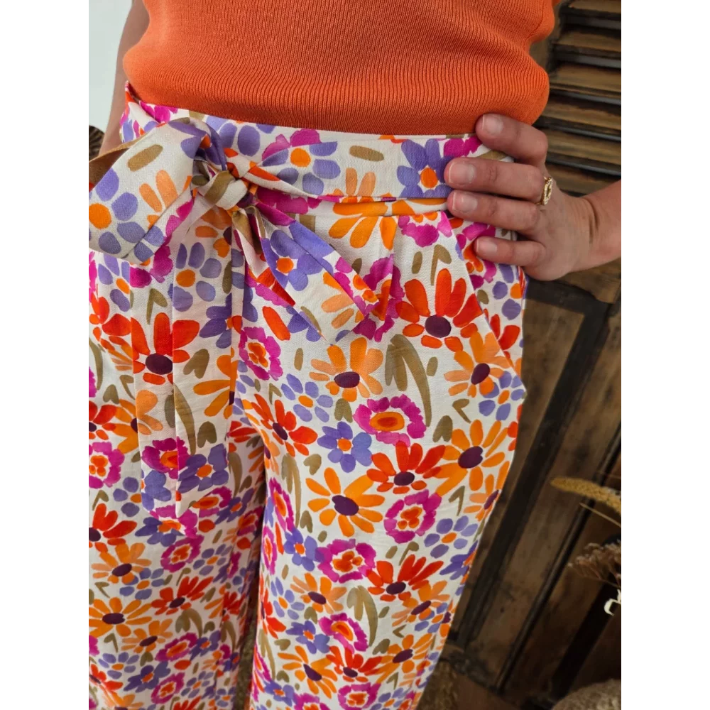 Pantalon Gervais fluide fleurs colorées